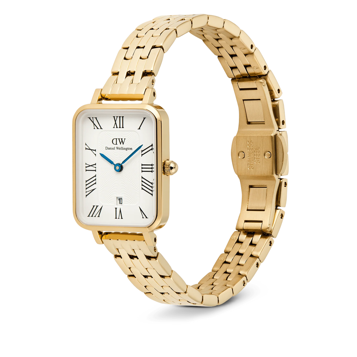 Daniel Wellington -Quadro Roman Numerals Date 5-link Gold